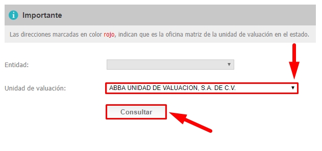 Cómo ubicar la Unidades de Valuación