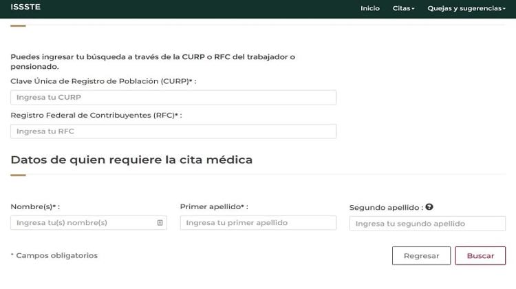 citas issste ingresar datos