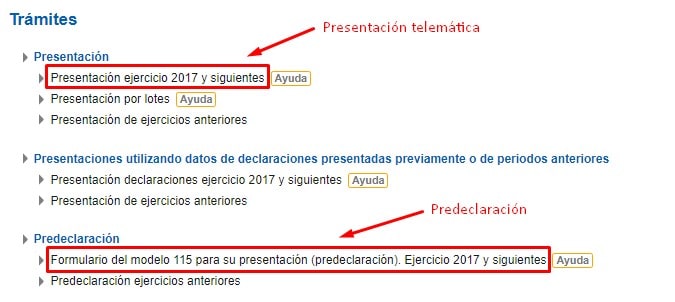 Cómo rellenar el modelo 115